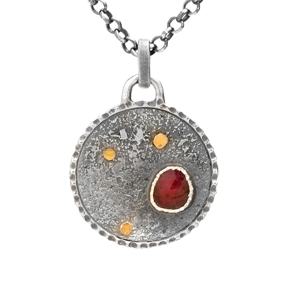 Stardust ruby pendant – Hammered by Wendy